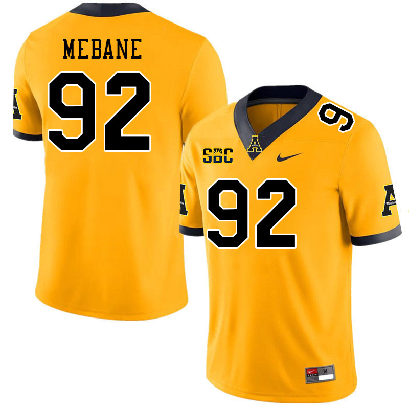 Men #92 AJ Mebane Appalachian State Mountaineers College Football Jerseys Stitched Sale-Gold